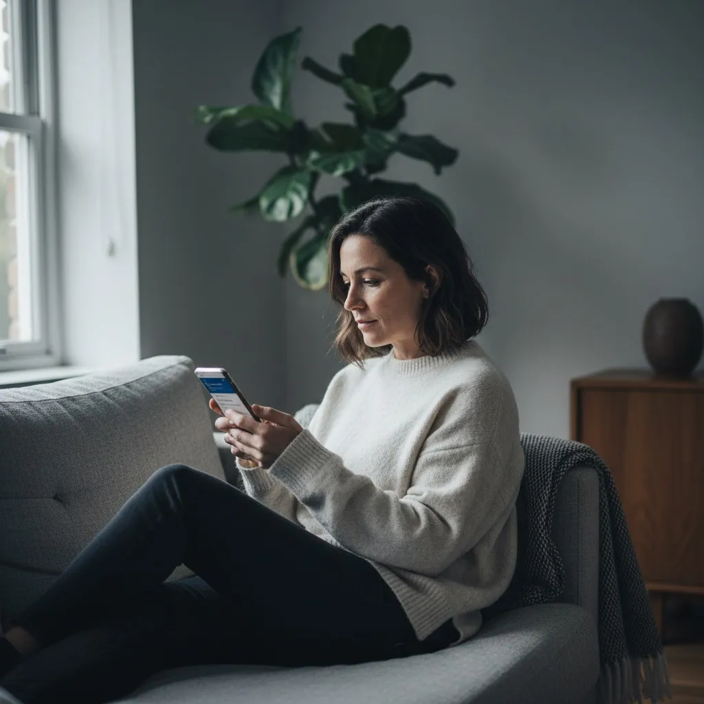 Customer searching local services on her phone