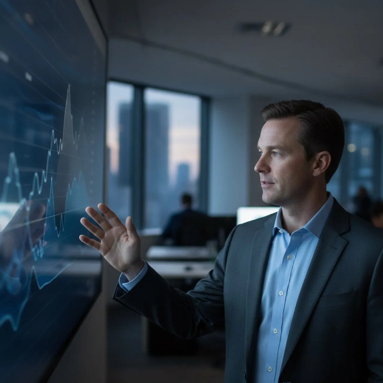 Editorial portrait — illustrative financial advisor